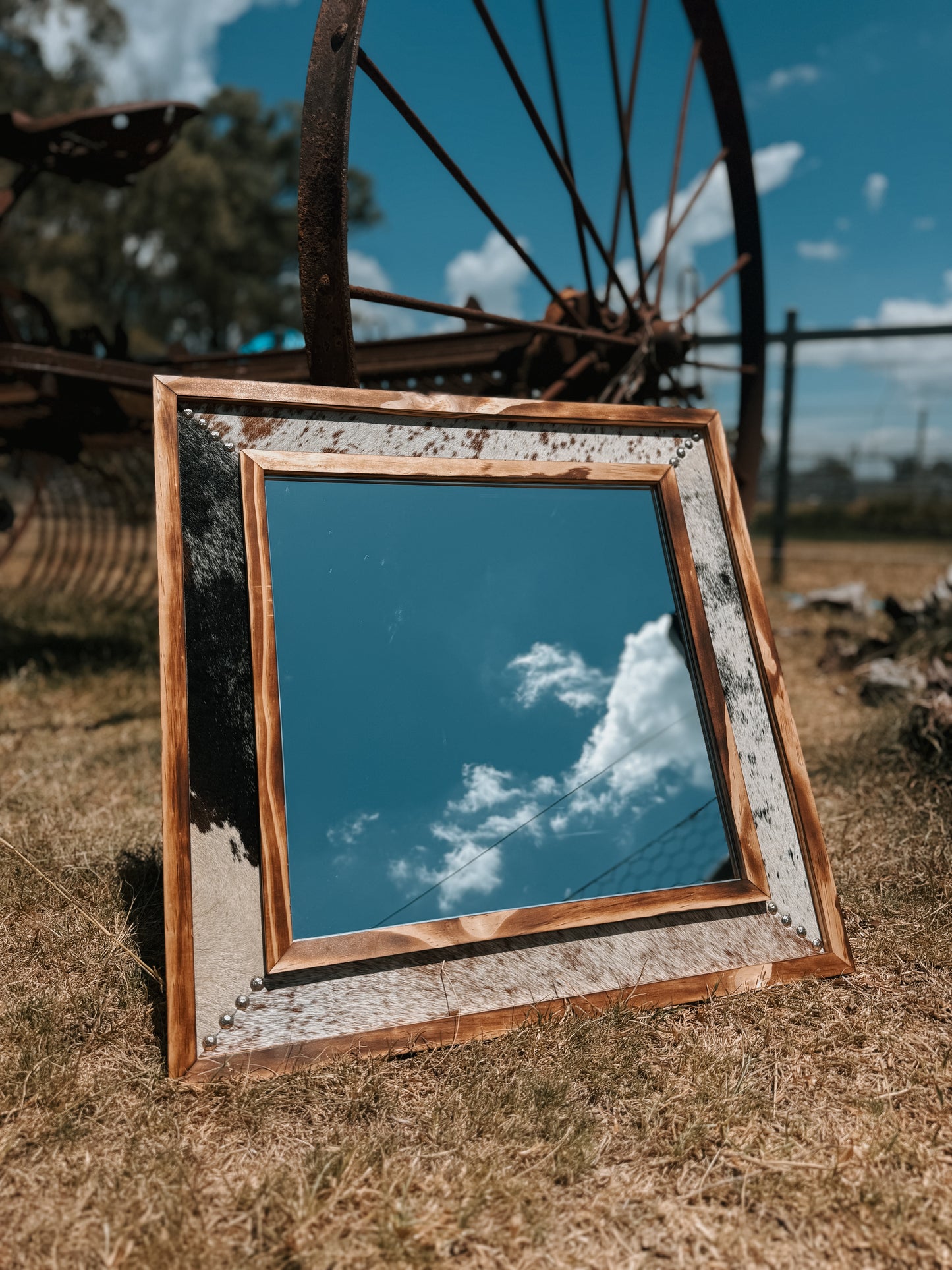 Mismatched Cowhide Mirror