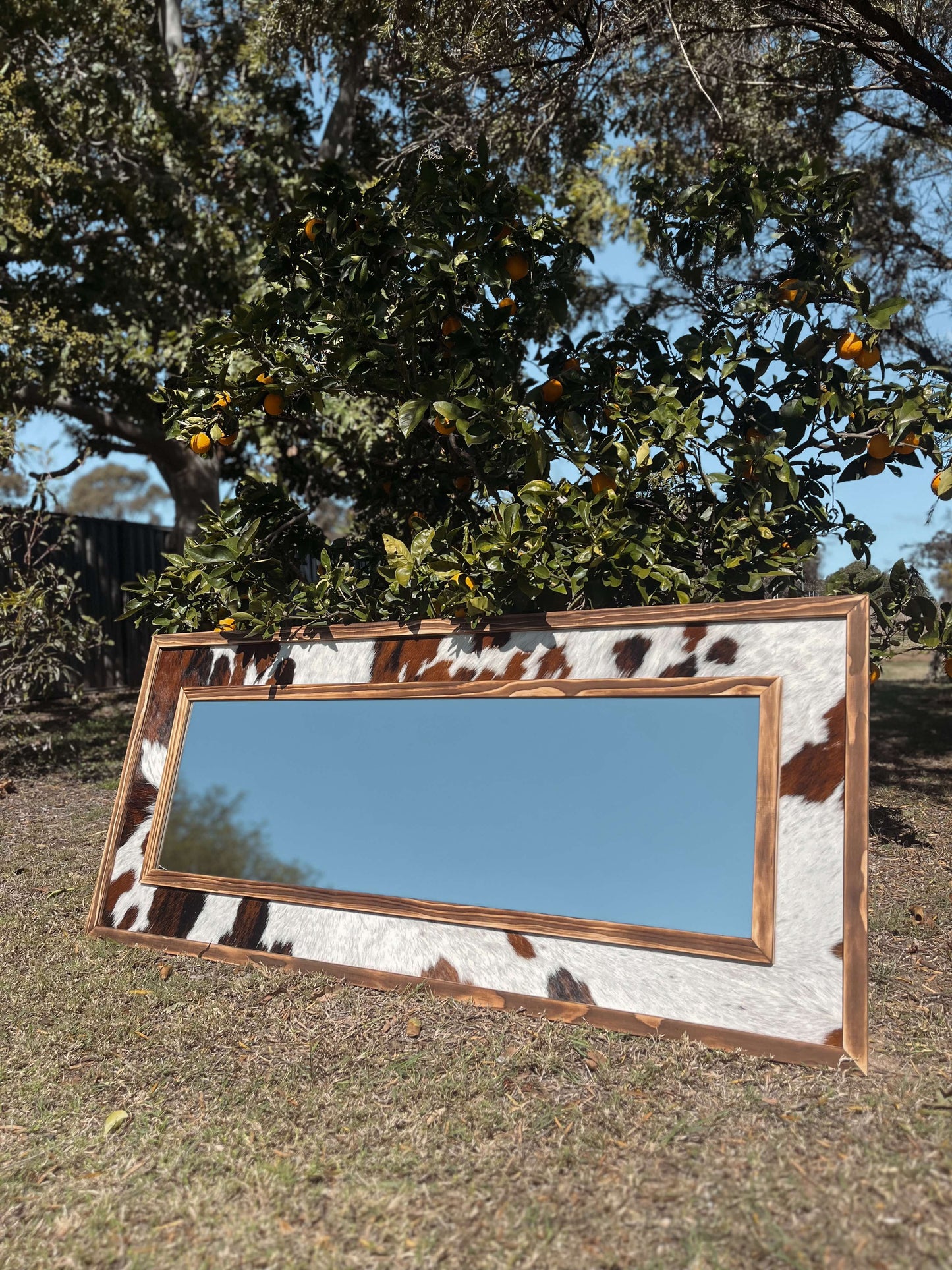 4-sided Tall Cowhide Mirror