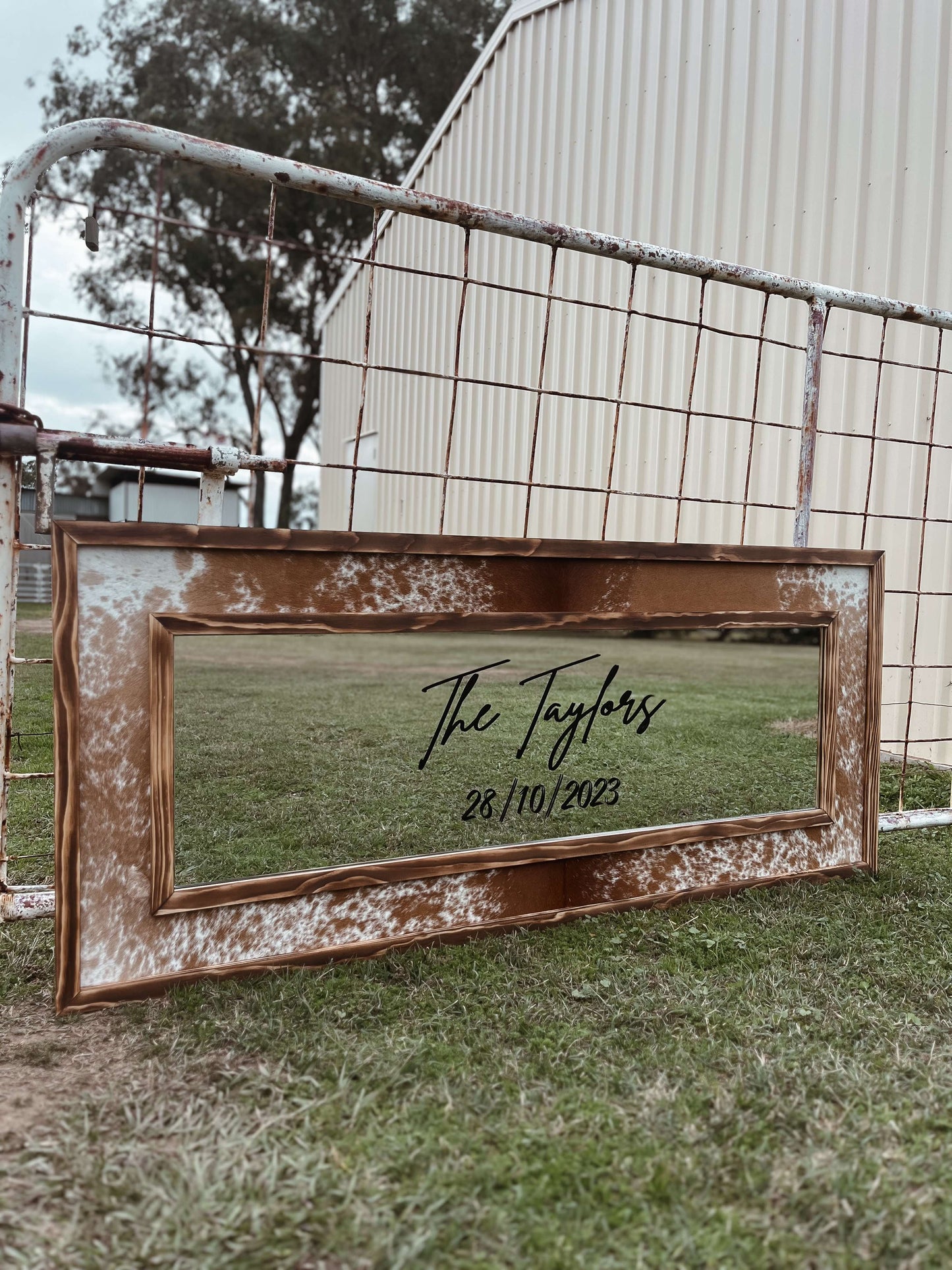 4-sided Tall Cowhide Mirror