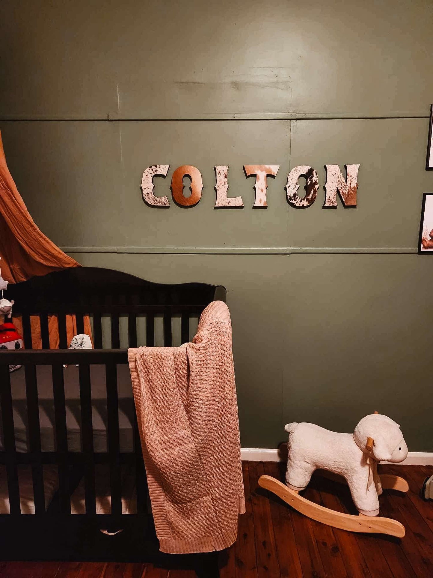 Cowhide Block Letters