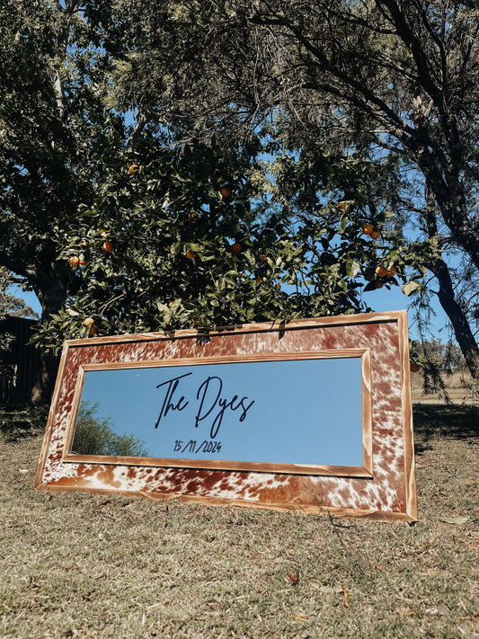4-sided Tall Cowhide Mirror