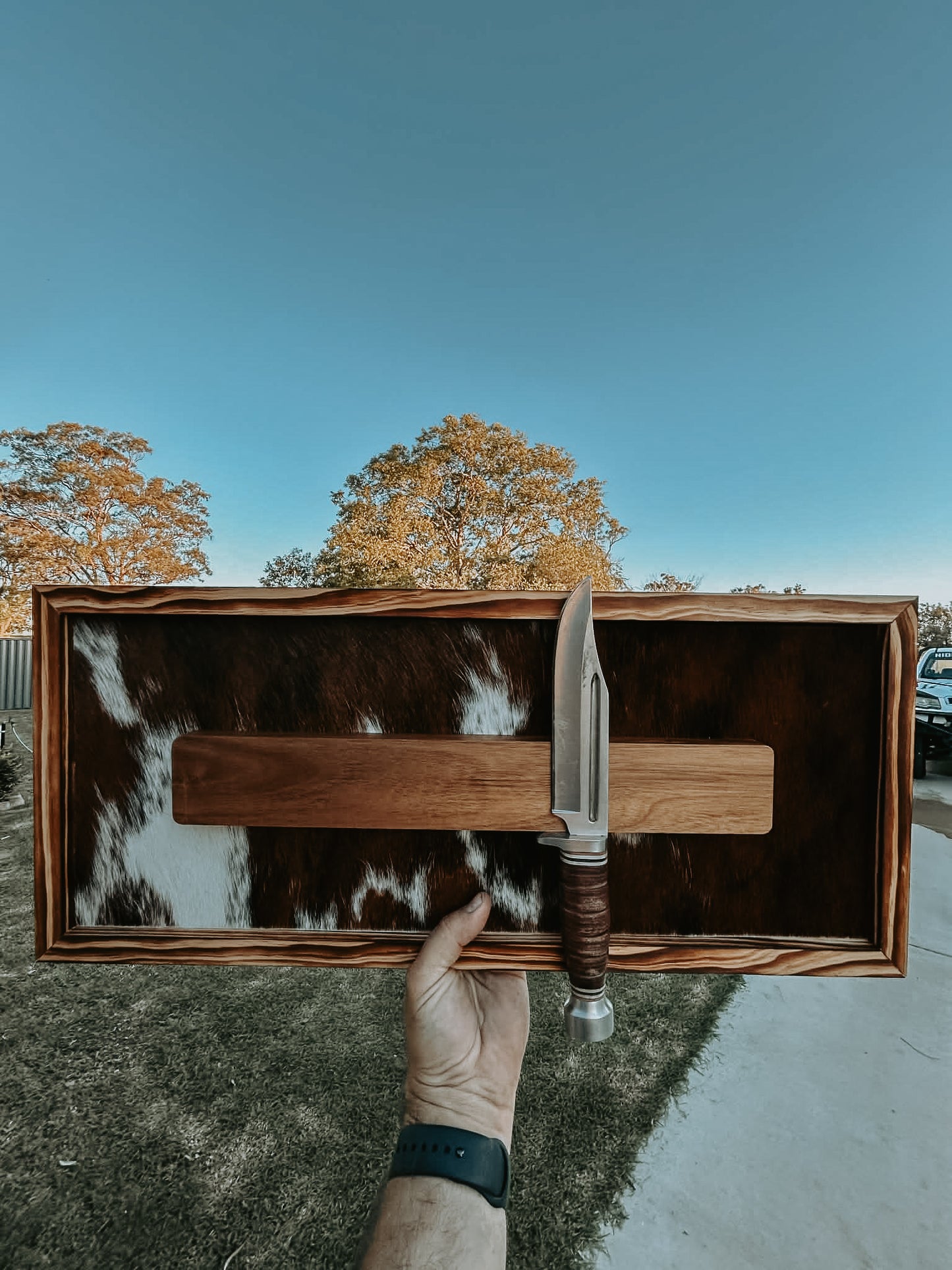 Cowhide Magnetic Knife Block