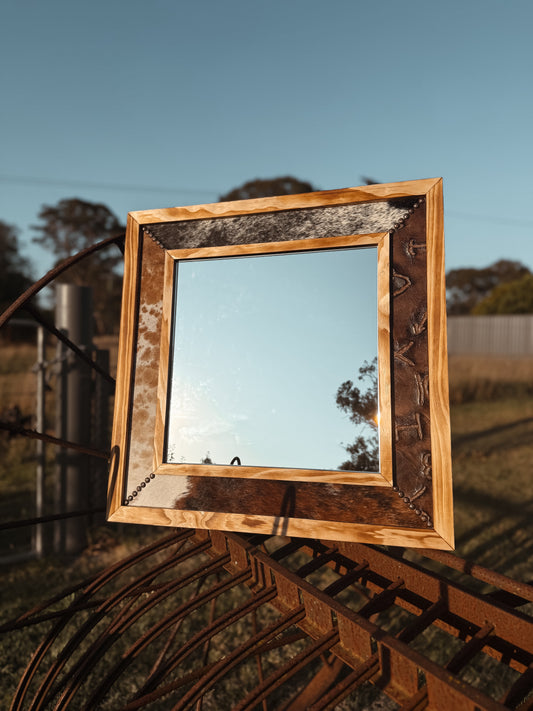 Mismatched Cowhide Mirror