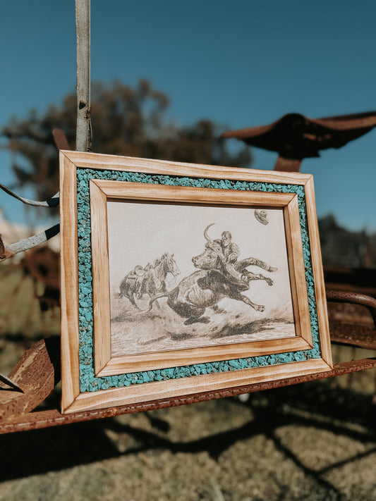 "Bulldogger" Turquoise Canvas Print
